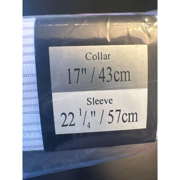 Le Bond Gold Line  Polycotton Dress Shirt 17" Collar 22.25" Sleeve Blue Stripe - Picture 5 of 6